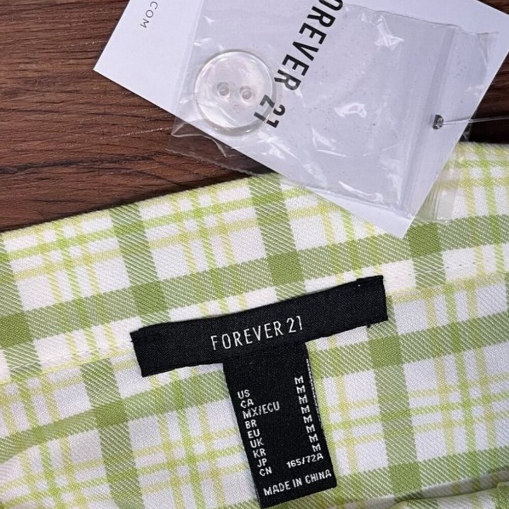 Forever 21 Women’s Avocado Green Plaid Mini Skirt Wrap Style With Pocket  M NWT - Picture 6 of 11